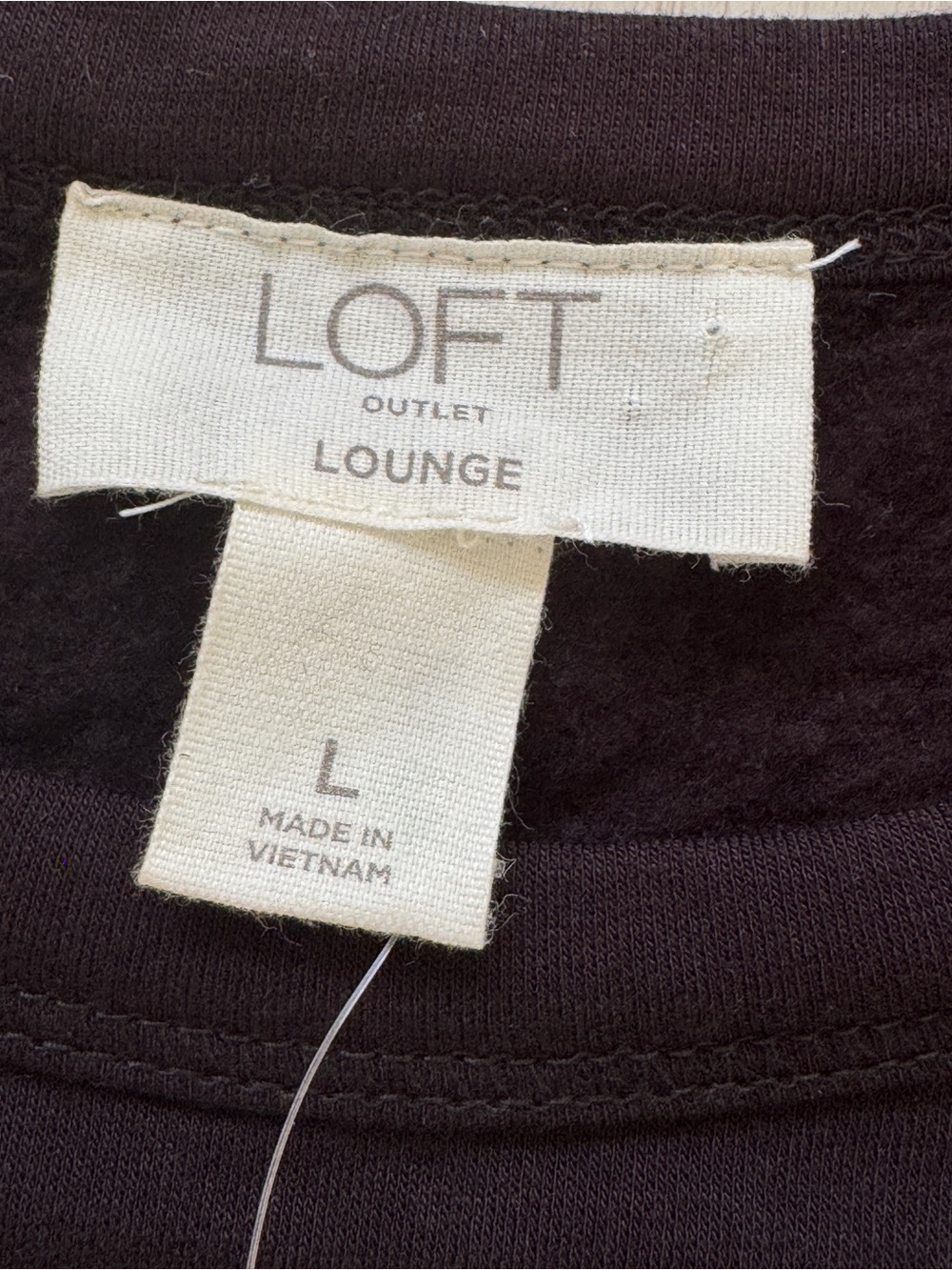 Ann Taylor LOFT Outlet Lounge Black Short Sleeve Dress sweatshirt feel fleece L - Picture 2 of 4